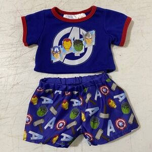 Build A Bear Workshop Marvel Avengers Pajama Set T-Shirt Shorts Plush Outfit